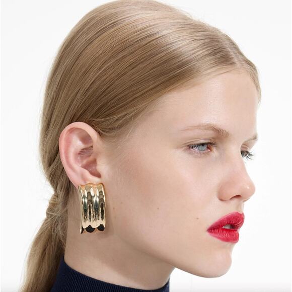 Self-Portrait Gold Ridged Earrings - Picture 1 of 7